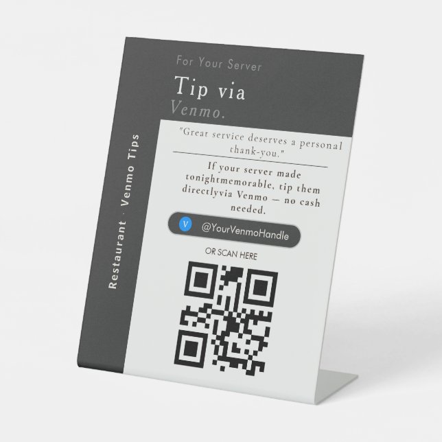 Bold Venmo Tips QR Code Sign | Venmo Tips  (Front)