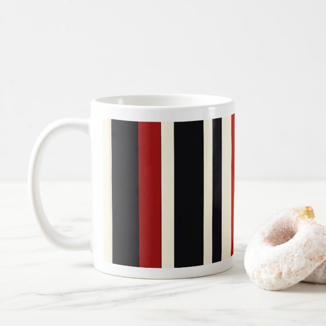 Bold Vertical Stripes Mug (With Donut)