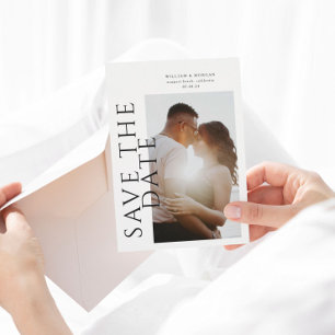 Bold Vertical Type Modern Photo Wedding Save The D Date