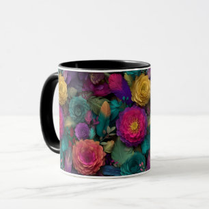 Bold Vibrant Floral Fantasy Art Botanical Gift Mug