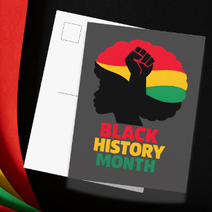 Bold Vibrant Pan African Silhouette Afro Woman  Postcard