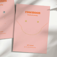 Bold Vibrant Pink Orange Necklace and Earring Card