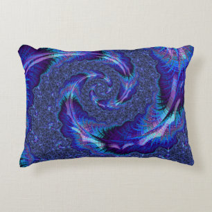 Bold Vibrant Psychedelic Spiralling Fractal Art Accent Pillow