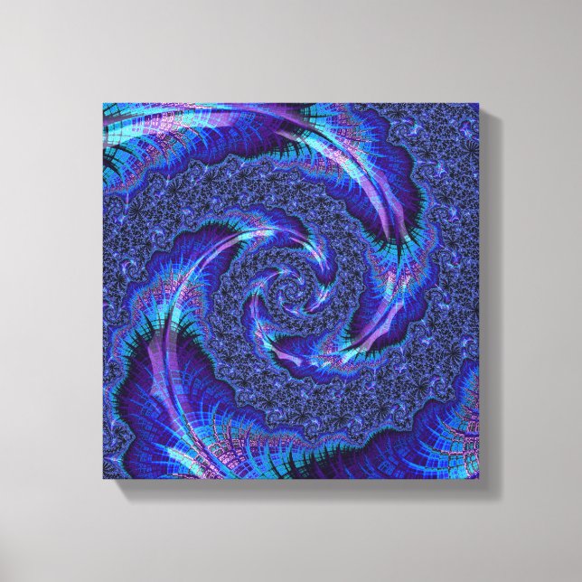 Bold Vibrant Psychedelic Spiralling Fractal Art Canvas Print (Front)