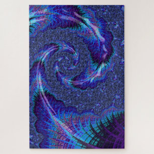 Bold Vibrant Psychedelic Spiralling Fractal Art Jigsaw Puzzle