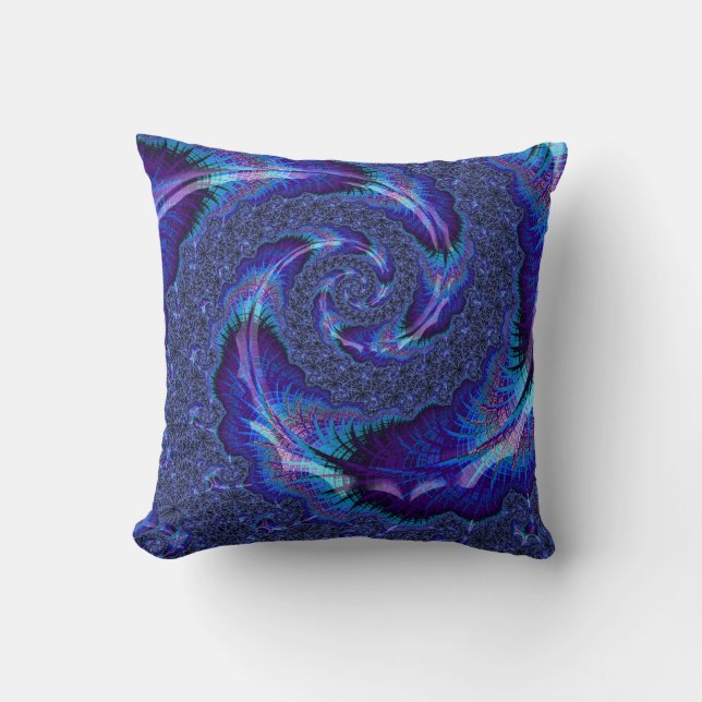 Bold Vibrant Psychedelic Spiralling Fractal Art Throw Pillow (Front)