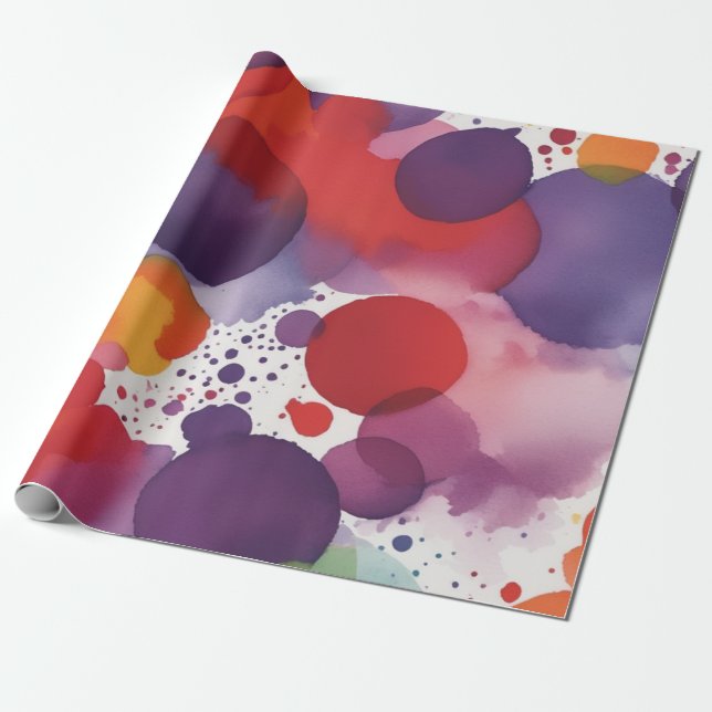 bold, vibrant splashes of colour energetic pattern wrapping paper (Unrolled)