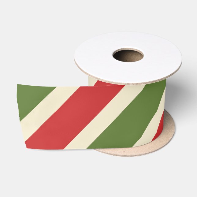 Bold Vintage Elegant Christmas Candy Cane Satin Ribbon (Spool)