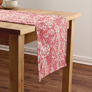 Bold Vintage Floral Pattern in Pink and White      Long Table Runner