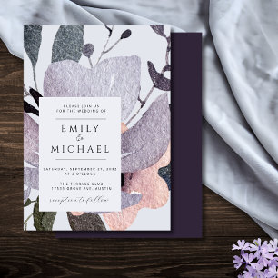 Bold Violet Plum Mauve Floral Abstract Invitation
