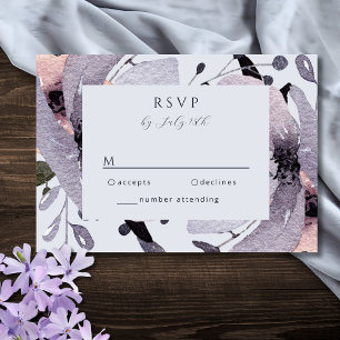 Bold Violet Plum Mauve Floral Abstract RSVP Card