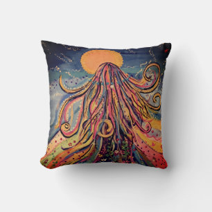 Bold Wandering Girl Modern Feminine Adventure Art Throw Pillow