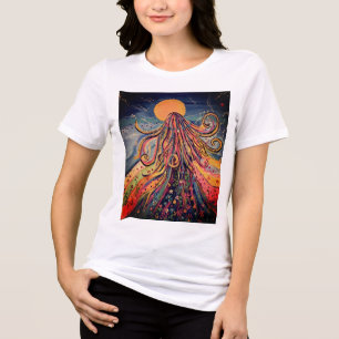 Bold Wandering Girl Modern Feminine Adventure Art Tri-Blend Shirt
