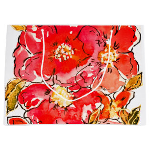 Bold Watercolor Blooms Large Gift Bag
