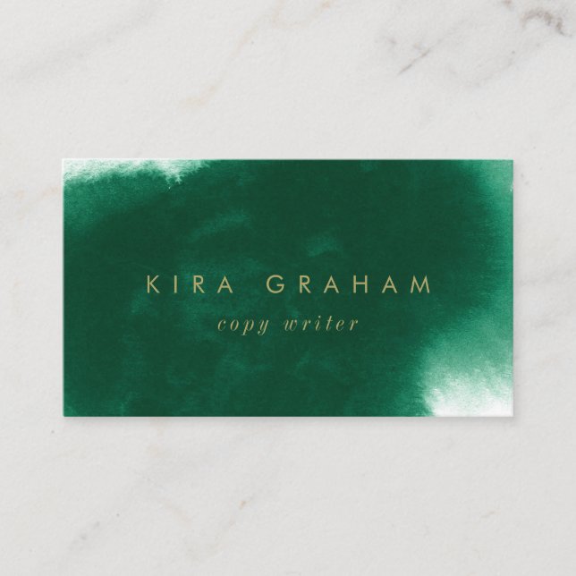 bold watercolor | emerald | writer business card (Front)