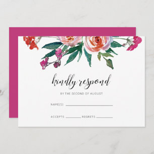 Bold Watercolor Floral Wedding RSVP Invitation