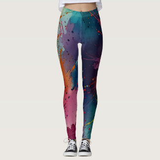 Bold Watercolor Splash Leggings Your Unique Style