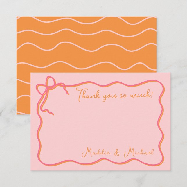 Bold Wavy Hand drawn Thank you Note card (Front/Back)