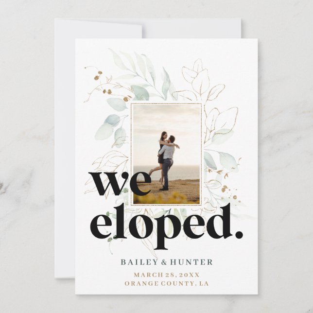 Bold We Eloped Post-Mariage Botanical Faire-part (Devant)