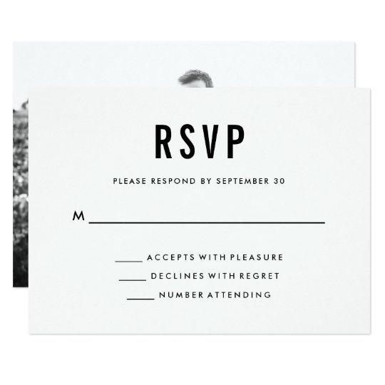 Bold Wedding | Black and White and Photo Back RSVP Card