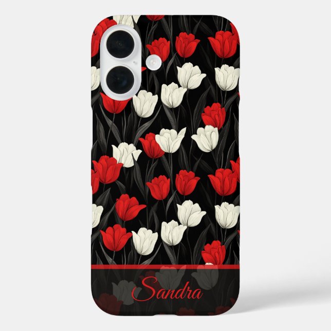 Bold Wedding Gift Tulip Flower Name Case-Mate iPhone Case (Back)