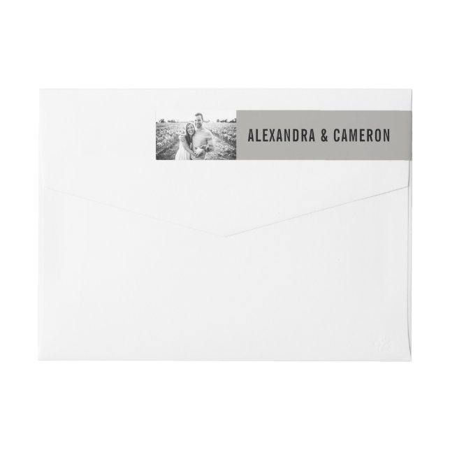 Bold Wedding | Grey with Black Text and Photo Wrap Around Label (Back)