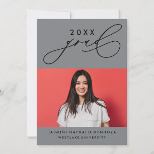 BOLD WHIMSICAL CALLIGRAPHY GRADUATION INVITATION