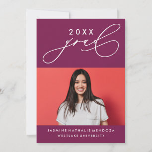 BOLD WHIMSICAL CALLIGRAPHY GRADUATION INVITATION