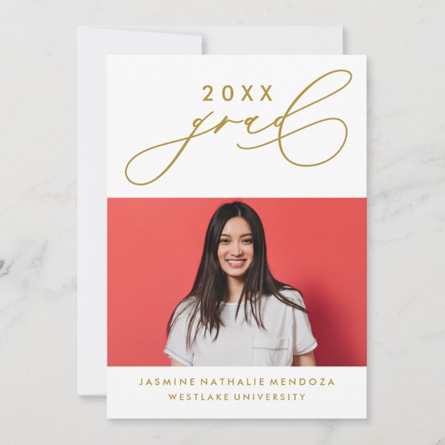 BOLD WHIMSICAL CALLIGRAPHY GRADUATION INVITATION (Front)