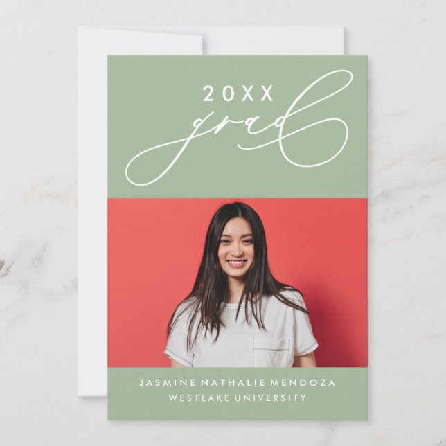 BOLD WHIMSICAL CALLIGRAPHY GRADUATION INVITATION (Front)