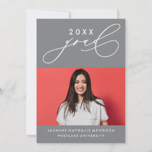 BOLD WHIMSICAL CALLIGRAPHY GRADUATION INVITATION