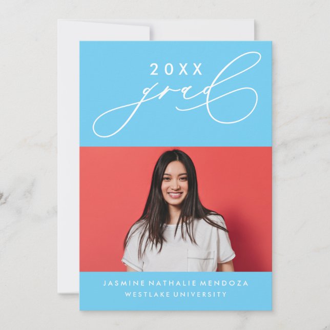 BOLD WHIMSICAL CALLIGRAPHY GRADUATION INVITATION (Front)