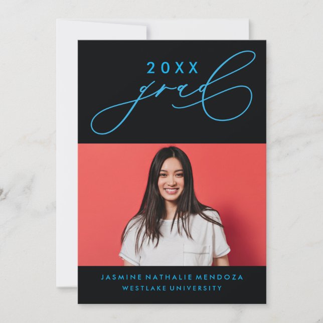 BOLD WHIMSICAL CALLIGRAPHY GRADUATION INVITATION (Front)