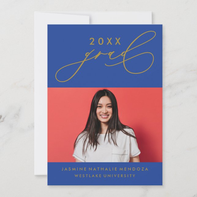 BOLD WHIMSICAL CALLIGRAPHY GRADUATION INVITATION (Front)