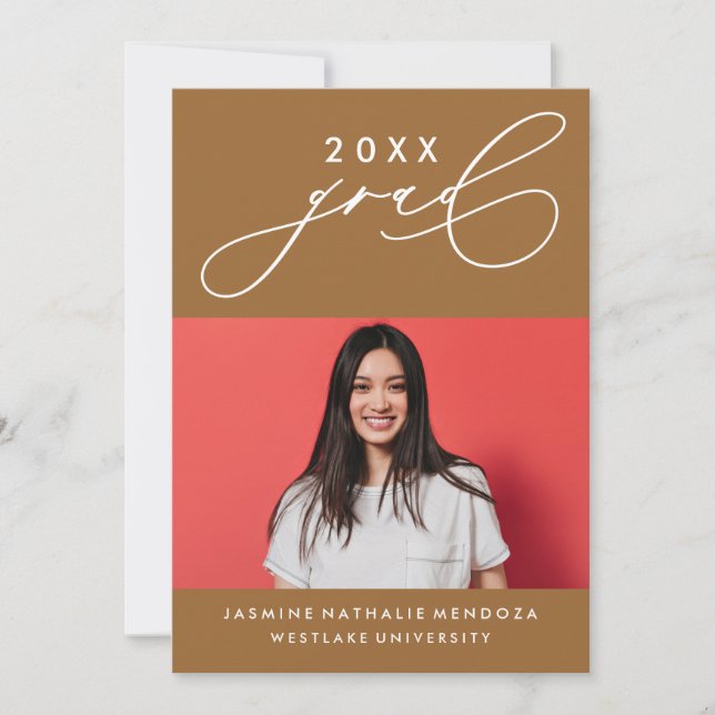 BOLD WHIMSICAL CALLIGRAPHY GRADUATION INVITATION (Front)