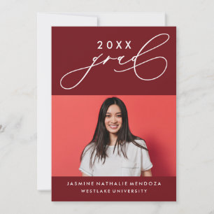 BOLD WHIMSICAL CALLIGRAPHY GRADUATION INVITATION