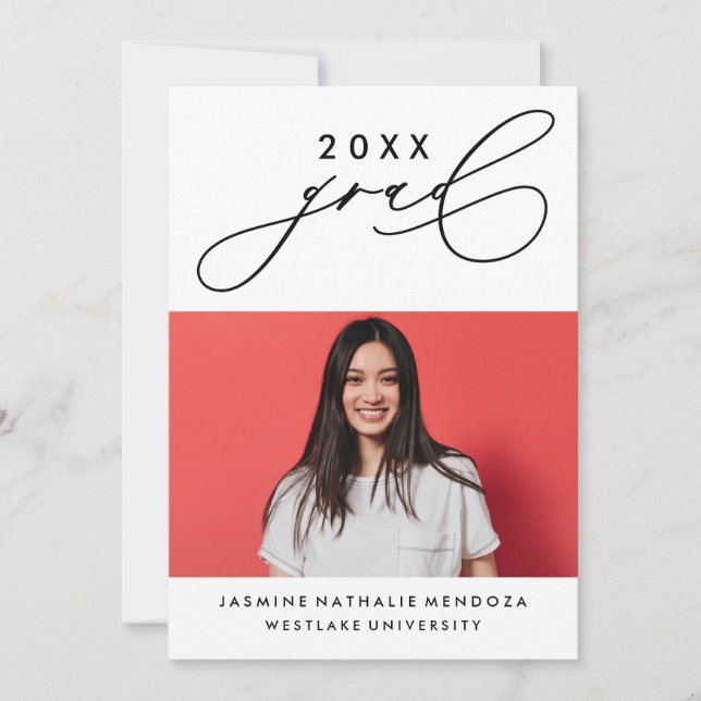 BOLD WHIMSICAL CALLIGRAPHY GRADUATION INVITATION (Front)