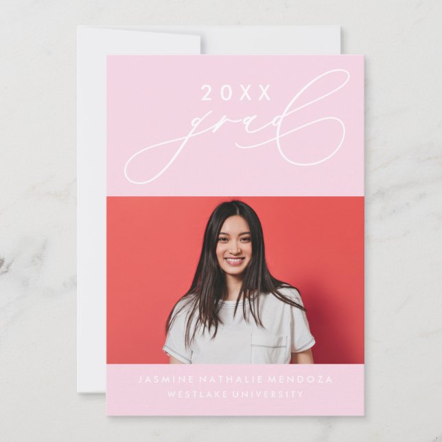 BOLD WHIMSICAL CALLIGRAPHY GRADUATION INVITATION (Front)