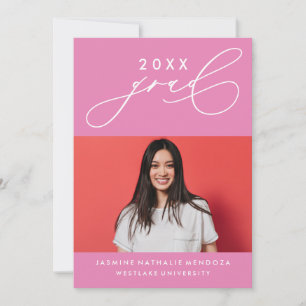 BOLD WHIMSICAL CALLIGRAPHY GRADUATION INVITATION