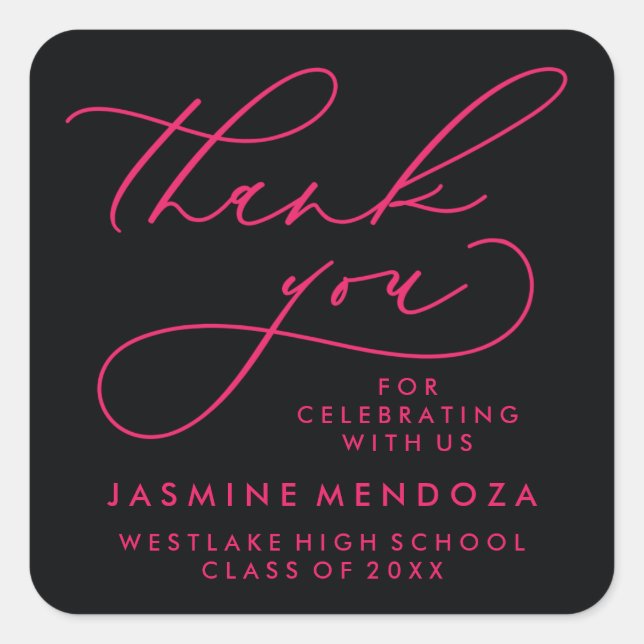 BOLD WHIMSICAL CALLIGRAPHY THANK YOU STICKER (Front)