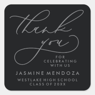 BOLD WHIMSICAL CALLIGRAPHY THANK YOU STICKER