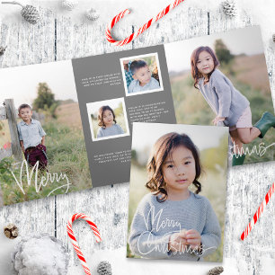 Bold White Calligraphy Script Holiday Photo Card