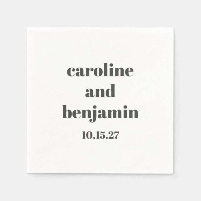 Bold White Chic Modern Wedding Personalized  Napkin (Front)