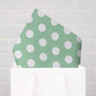 Bold White Polka Dots on Sage Green  Tissue Paper