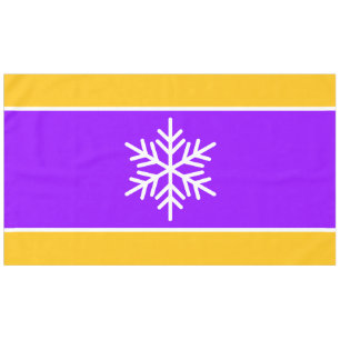 Bold White Snowflake Bright Purple Yellow Stripes Tablecloth