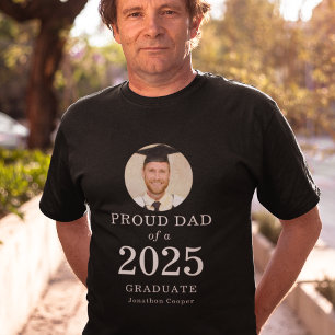 Bold White Text Photo Proud Dad of 2025 Graduate T-Shirt