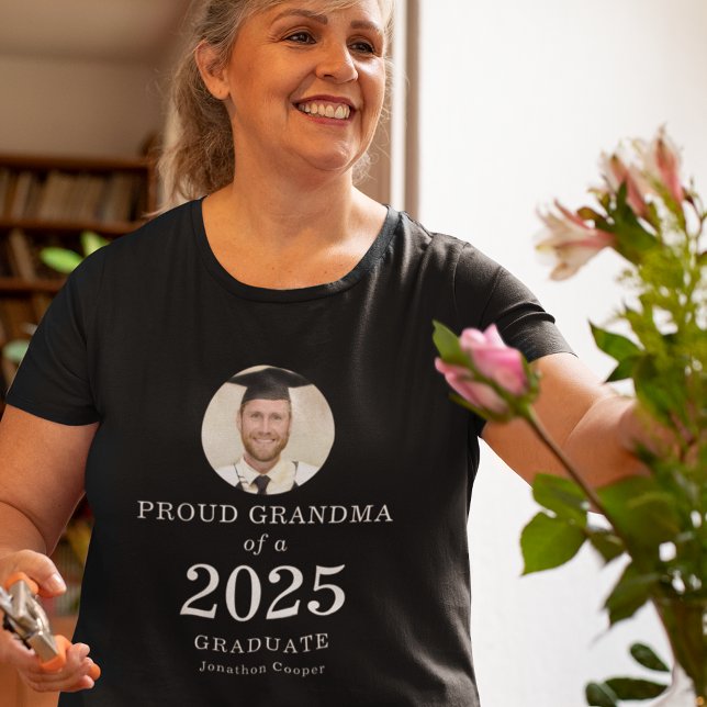 Bold White Text Photo Proud Grandma 2024 Graduate T-Shirt (Creator Uploaded)