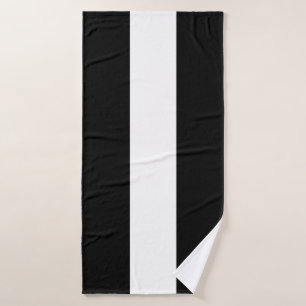 Bold Wide Black White Ship Shape Nautical Stripes Bath Towel Set