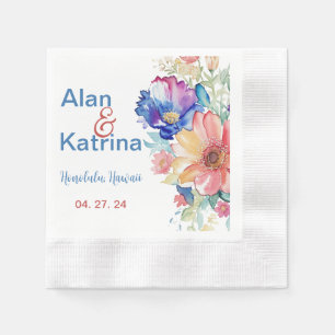 Bold Wildflower Floral Wedding Cocktail Napkin