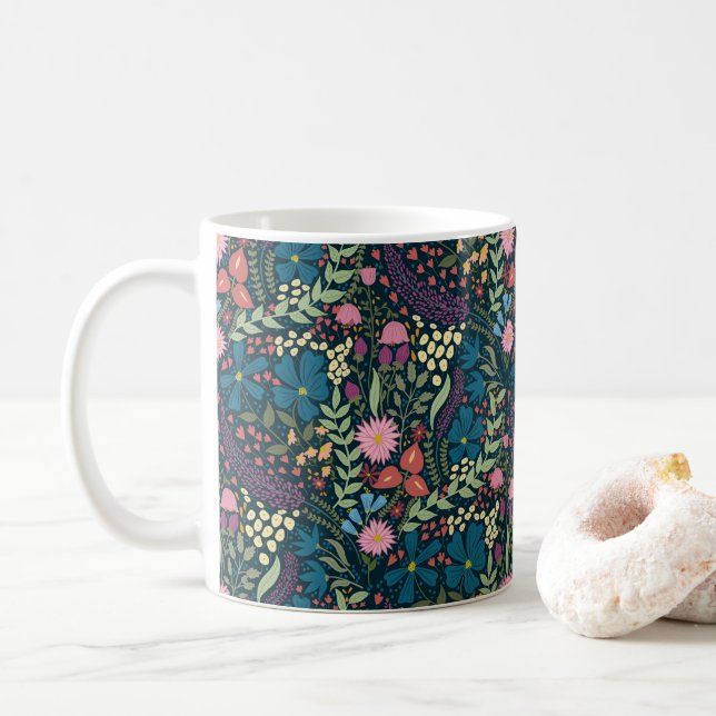 Bold Wildflower Garden  Coffee Mug (With Donut)